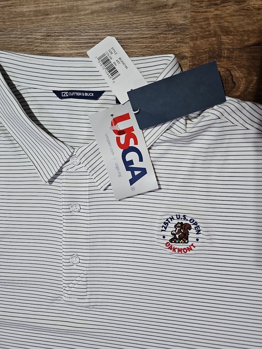 US Open Oakmont Shirt Stripe Polo Mens 4XT 2025 Cutter & Buck New With Tags - Picture 3 of 7